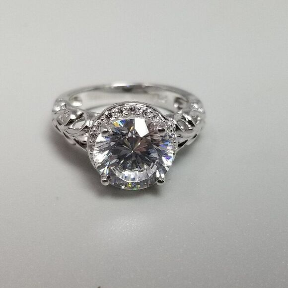 Vintage Sterling Silver Sparkling Round Rhinestone Ring, Size 5 Band, Estate - Picture 12 of 12